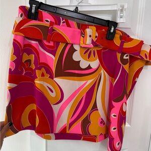 Express Pink and Orange Floral Skirt